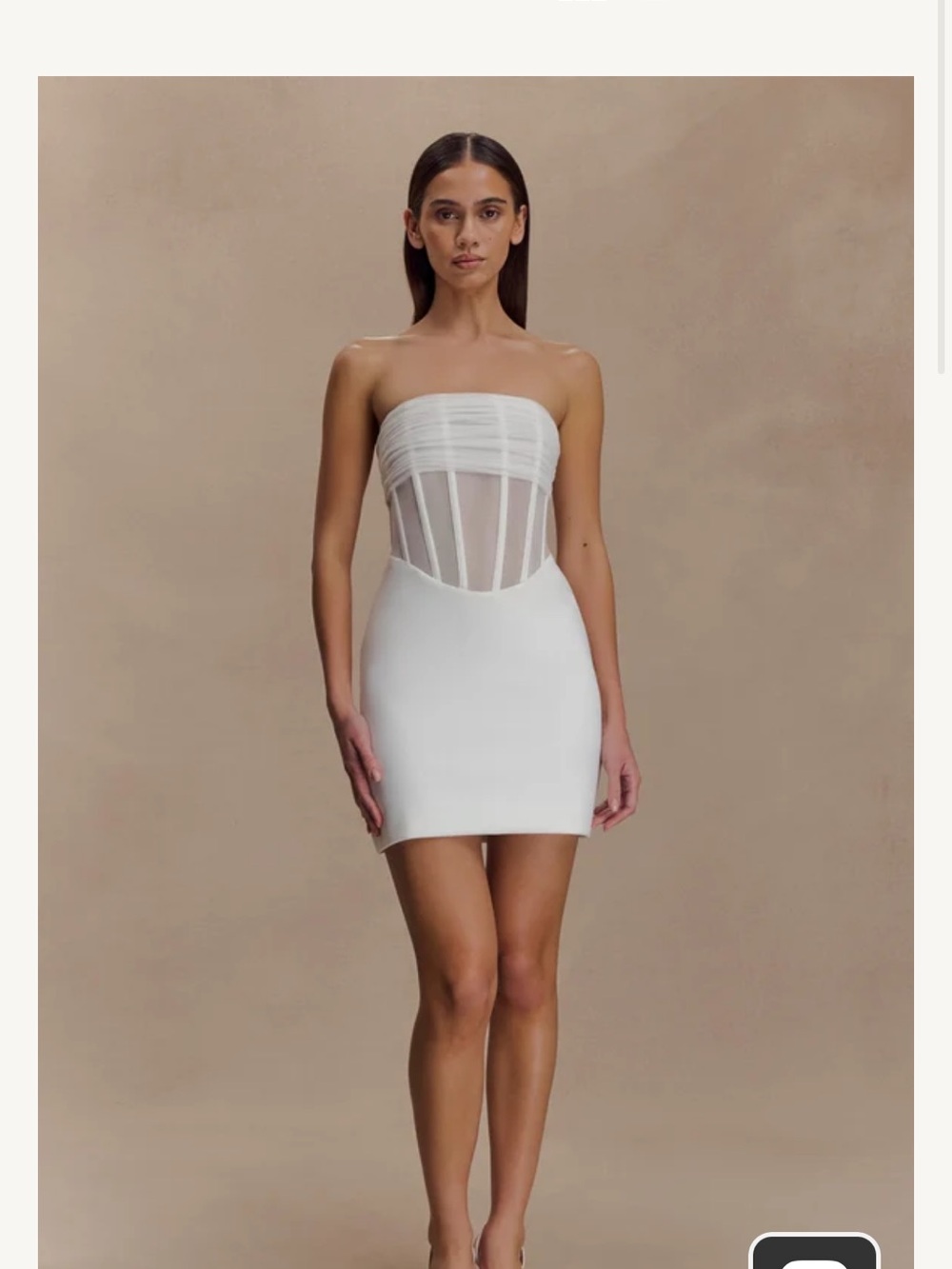 Meshki White Strapless Mesh Corset Mini Dress